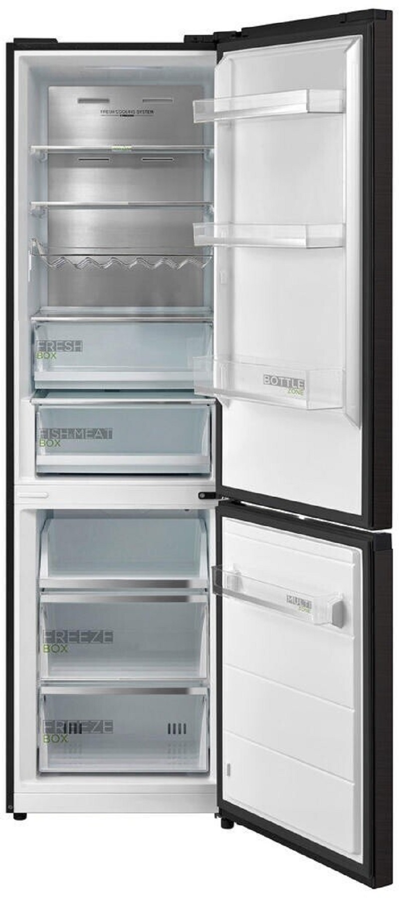 Nahaufnahme der Kühlschrank-Rückwand mit Fresh-Flow-System zur optimalen Luftzirkulation.