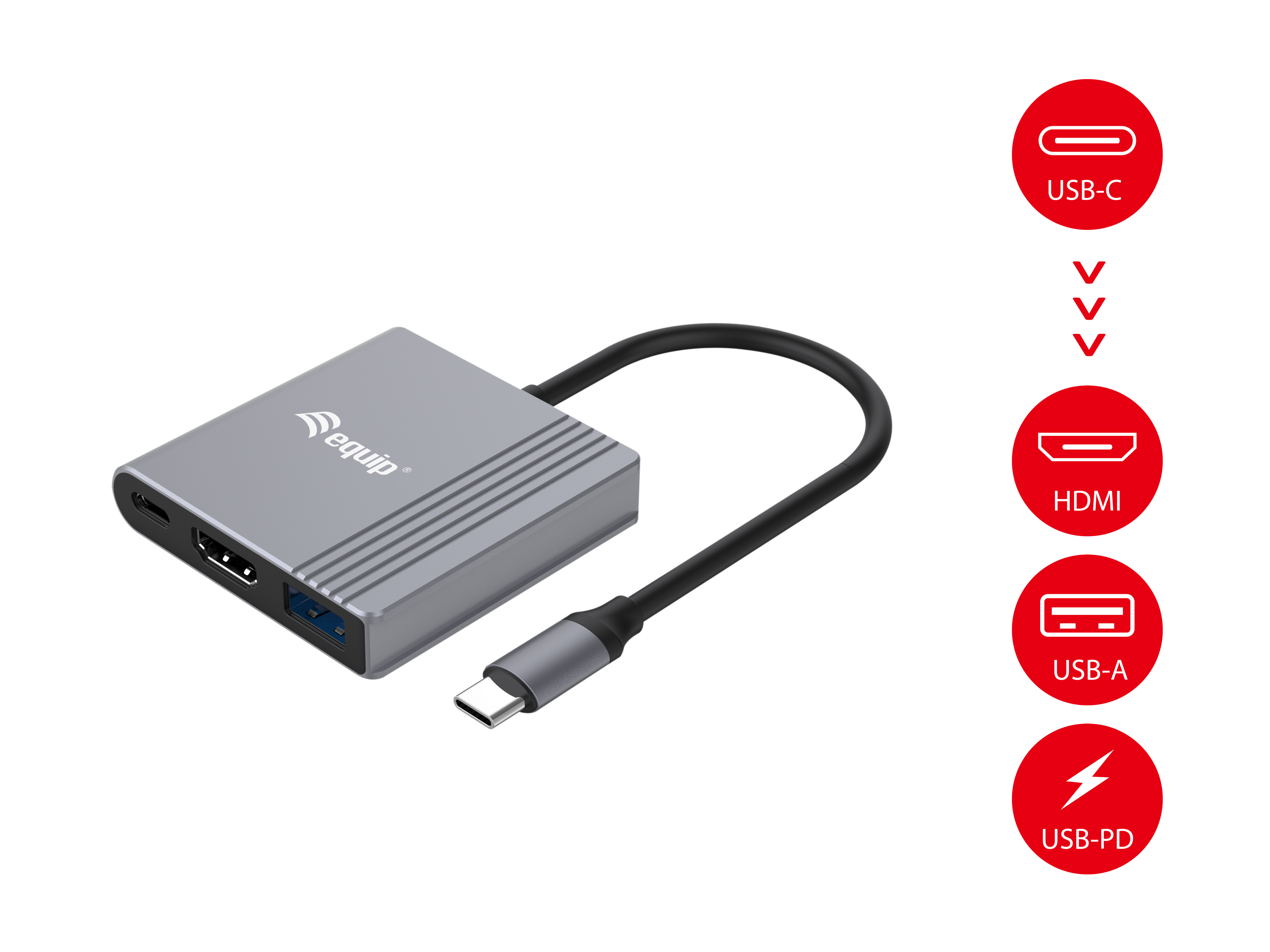Equip 3-in-1-USB-C-zu-HDMI-USB-A-USB-PD-Adapter