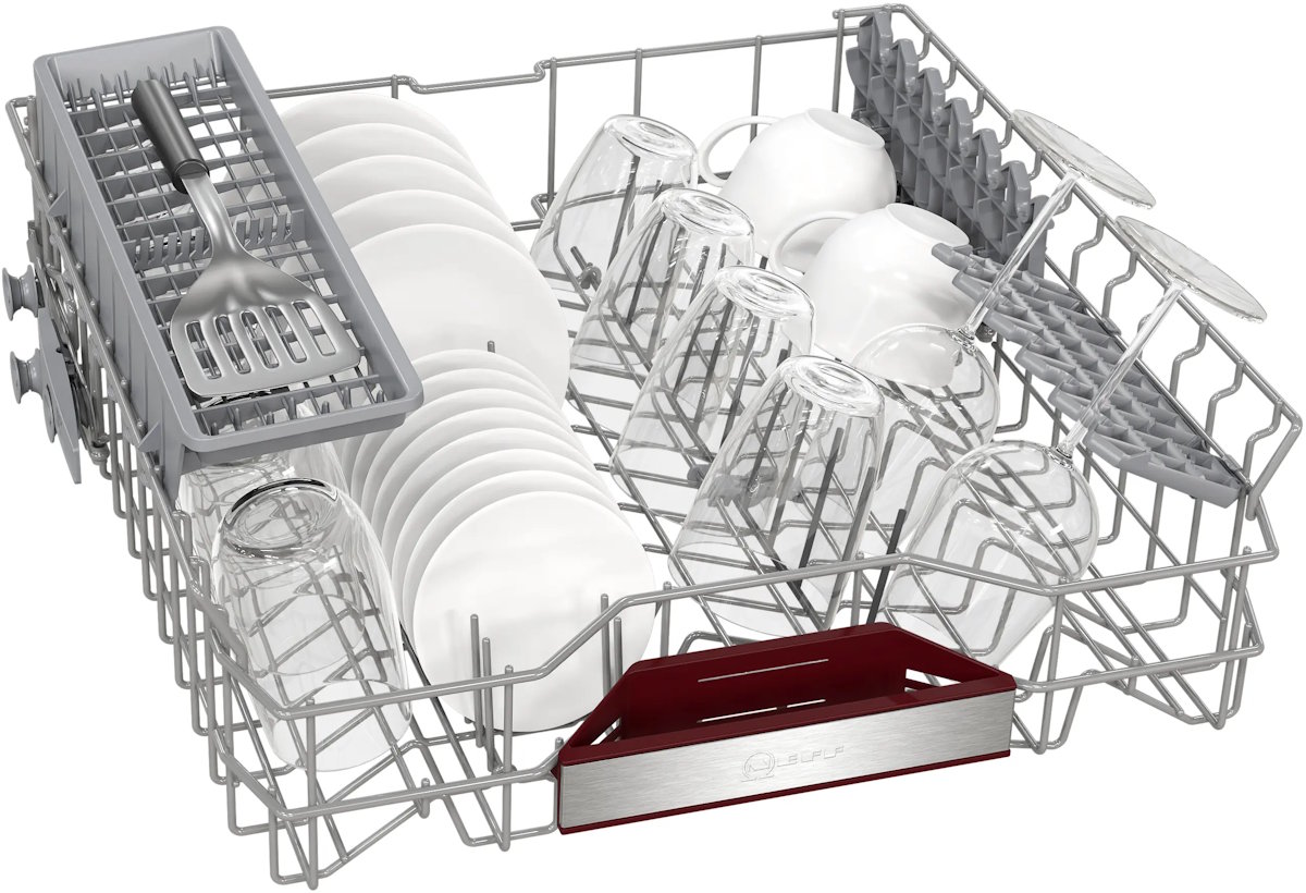 RackMatic-System des Neff S175EAX16E: Oberkorb in drei Stufen höhenverstellbar für optimale Beladung von Gläsern und großem Geschirr