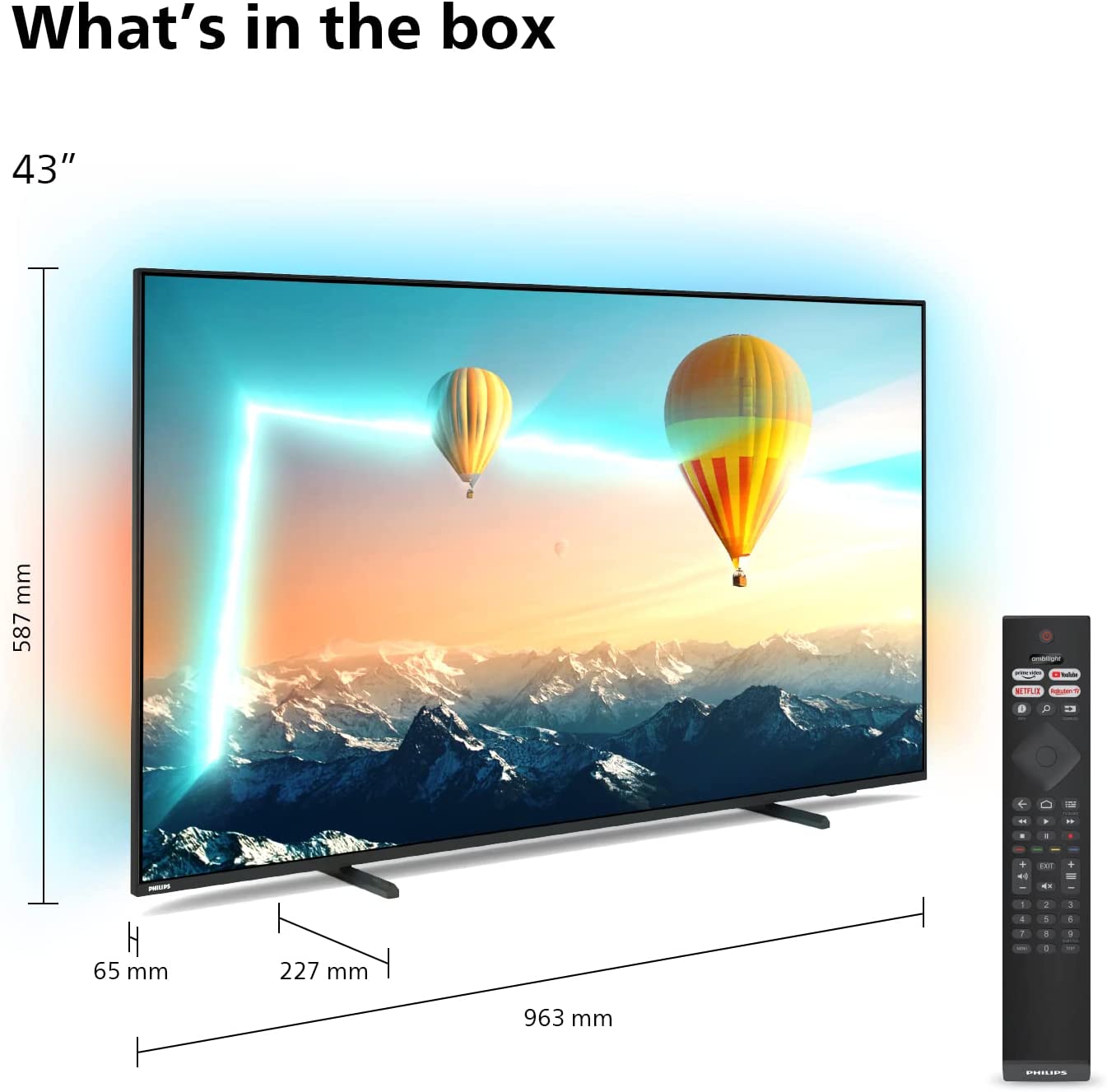 Philips 43PUS8007/12 108 cm (43") dimensions