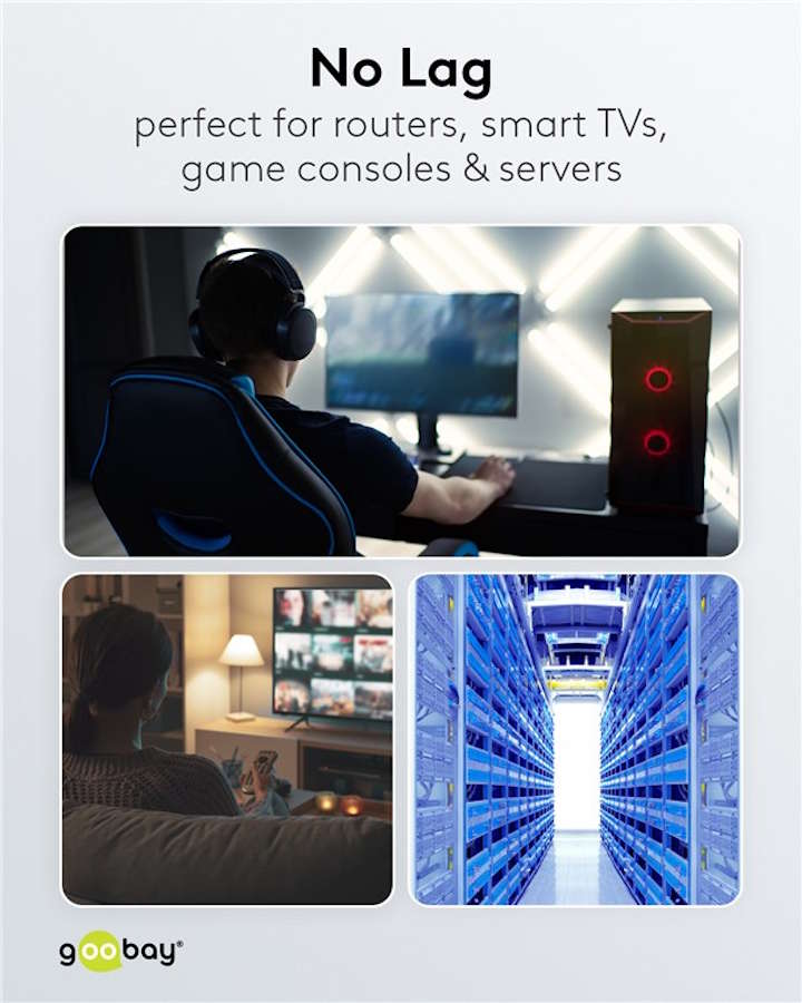 Goobay logo with certifications like CE and WEEE for IT accessories.