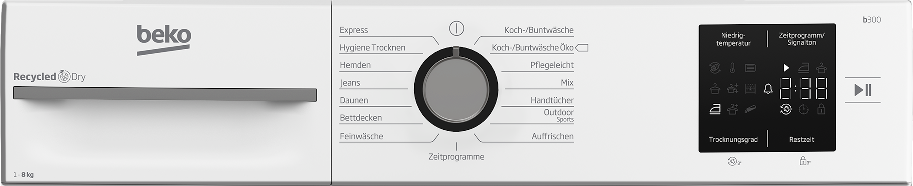 Beko Heat Pump Tumble Dryer control panel