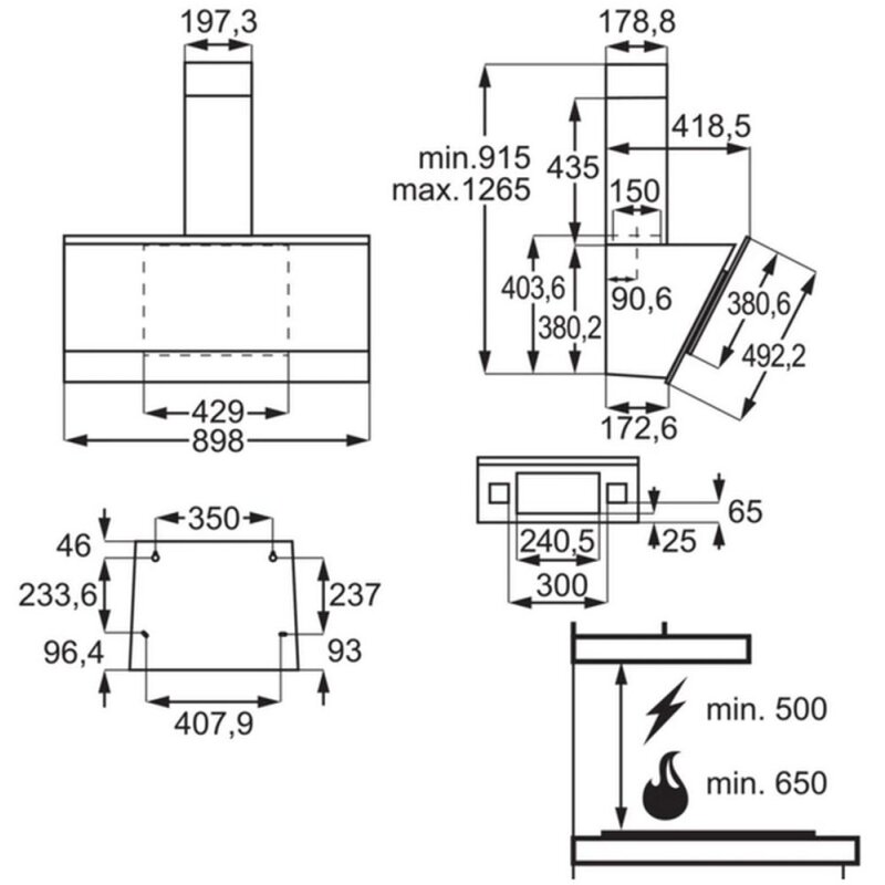 4VMJkvWBA9FVxg 7332543810055_AEG - DVE5971HG - Kopffrei-Dunsthaube - Schwarz - 90 cm