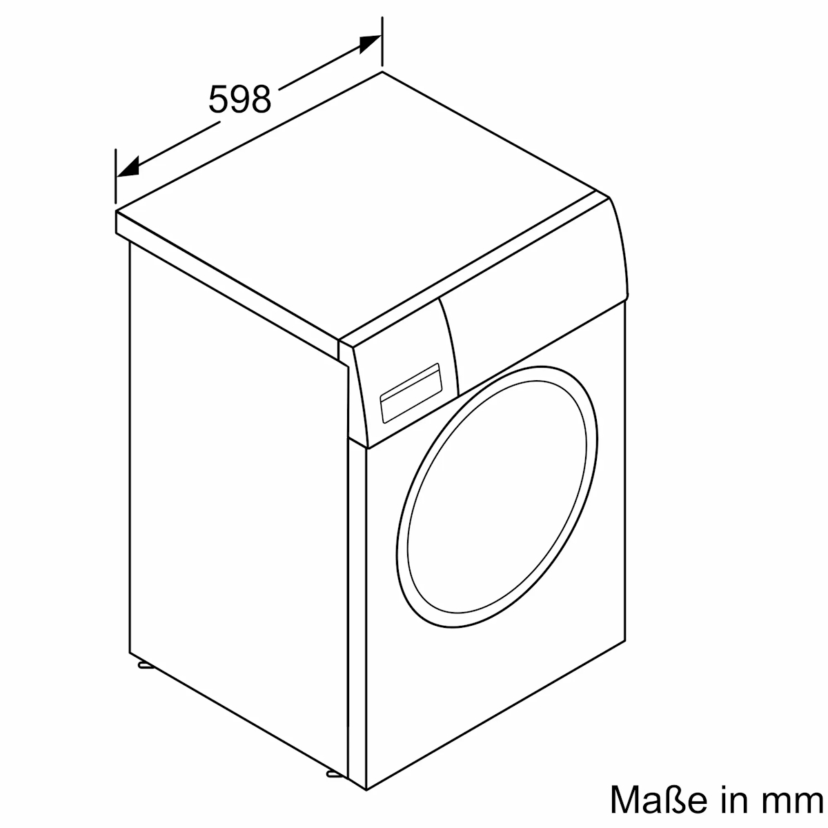 Technische Maßzeichnung des Bosch WGE0242H Frontladers: Abmessungen 848 × 598 × 588 mm (H × B × T)