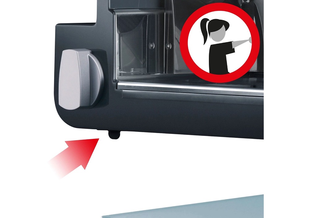 Sicherheitssystem und Kindersicherung des Graef Allesschneiders