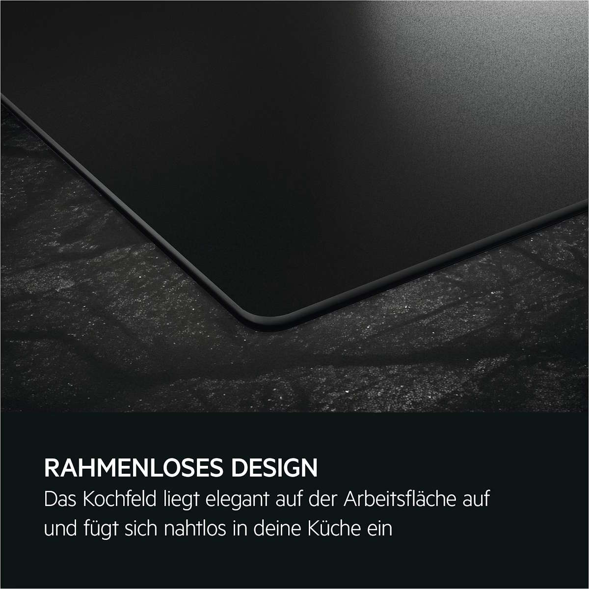 Macro shot of the frameless glass edge with high-quality C-cut finish.