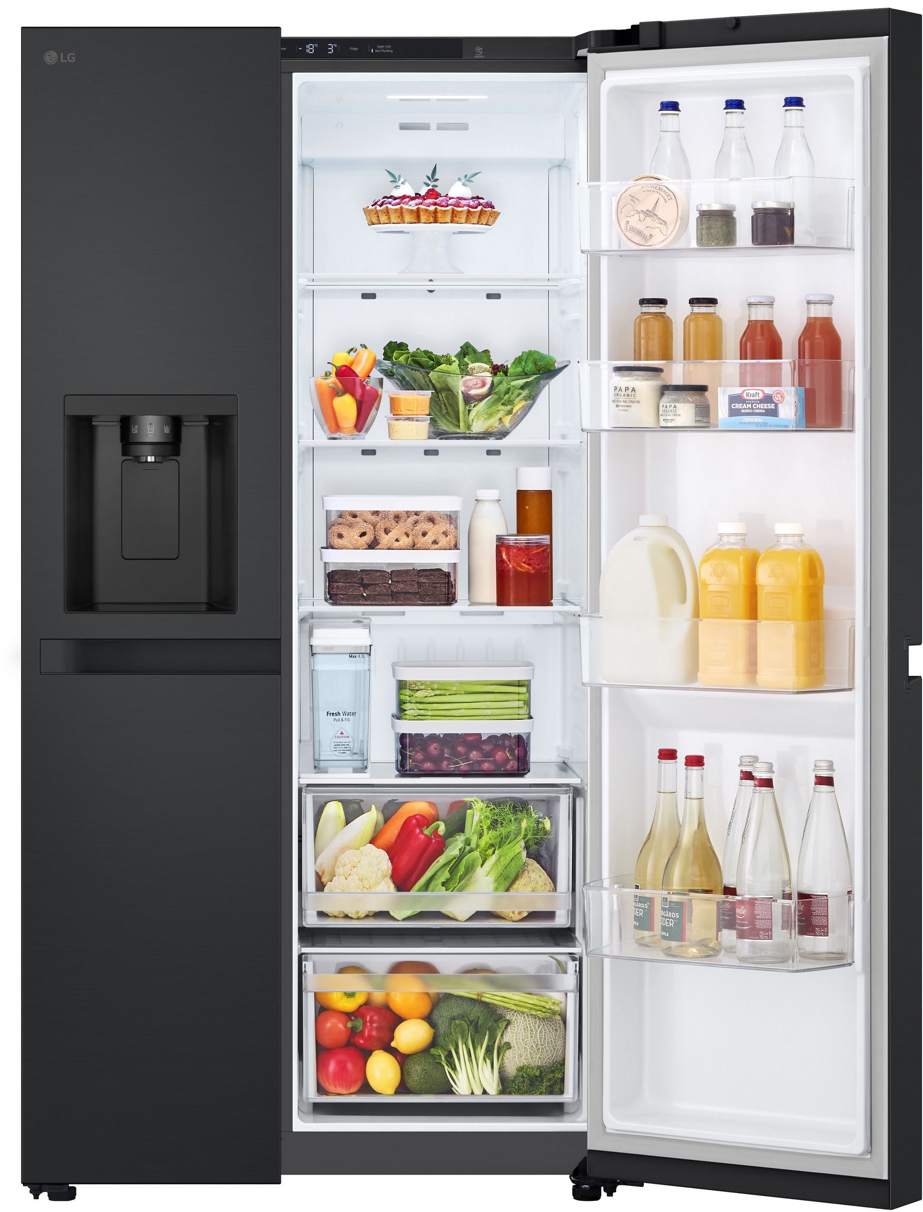 LG GSLC41EPPE Side-by-Side Kühlschrank mit vollständig geöffneter rechter Tür