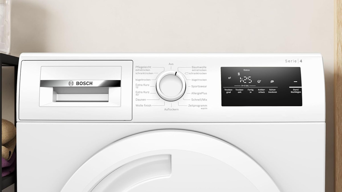 AutoDry-Funktion Bosch WTN83203 Bedienfeld und Display