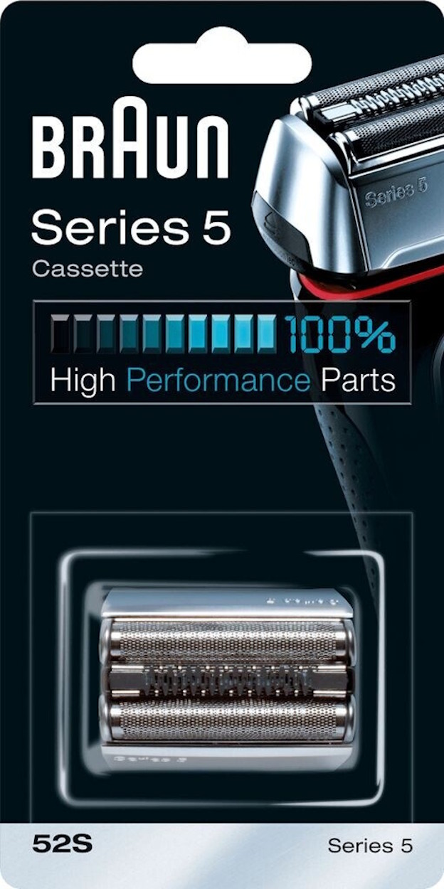 Braun Series 5 Combi Pack 52S replacement foil and cutter head in silver packaging.