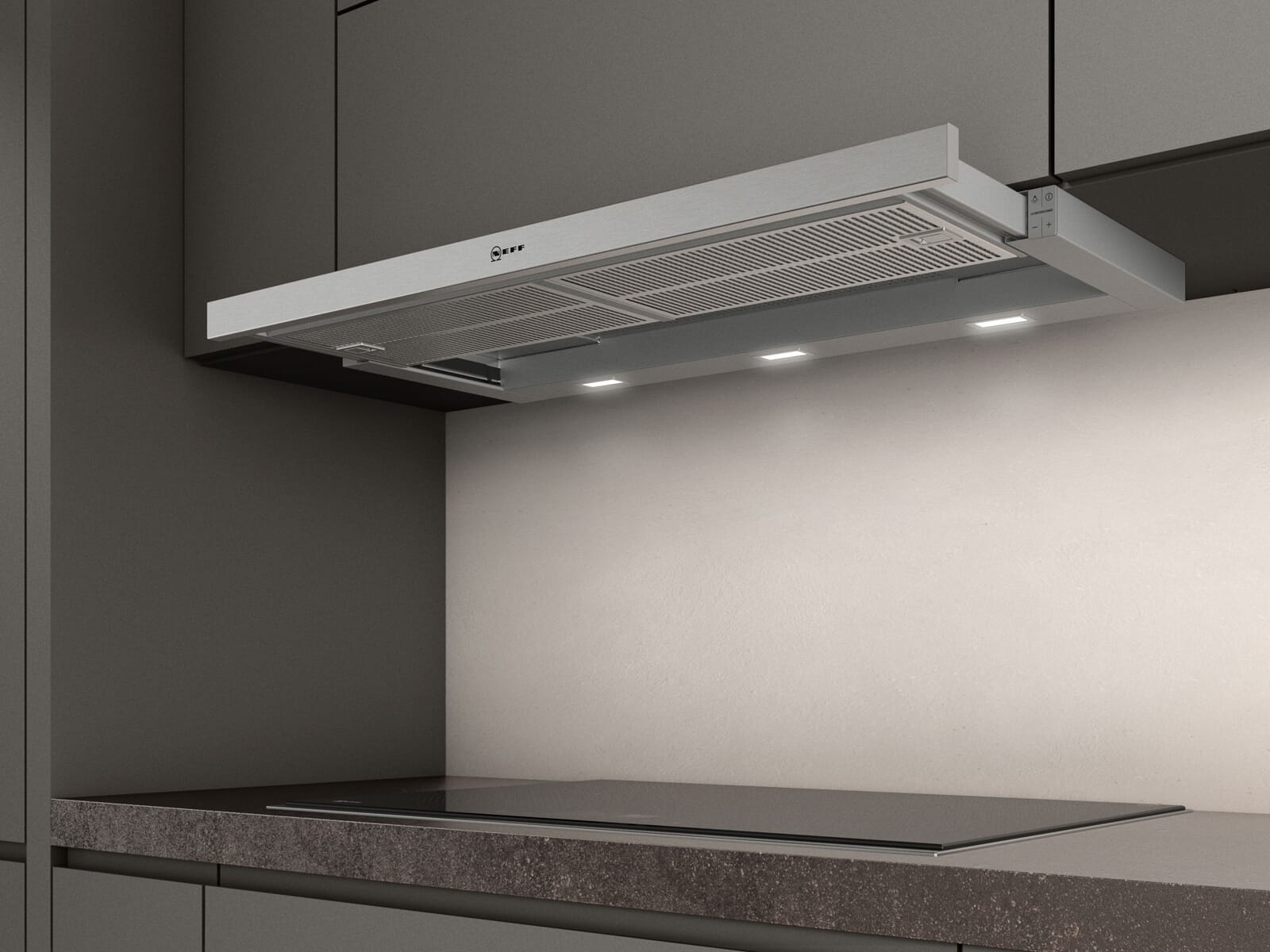 Neff D49ED52X1 N50 Flachschirmhaube, 90cm breit, Ab-/Umluft, Intensivstufe, silbermetallic EAN:4242004251187