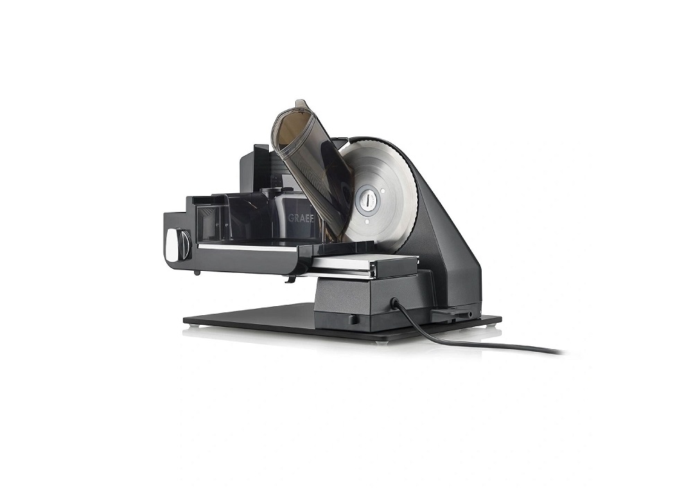 Schräge Profilansicht des GRAEF C95 Classic mit montiertem Restehalter vor hellem Hintergrund.