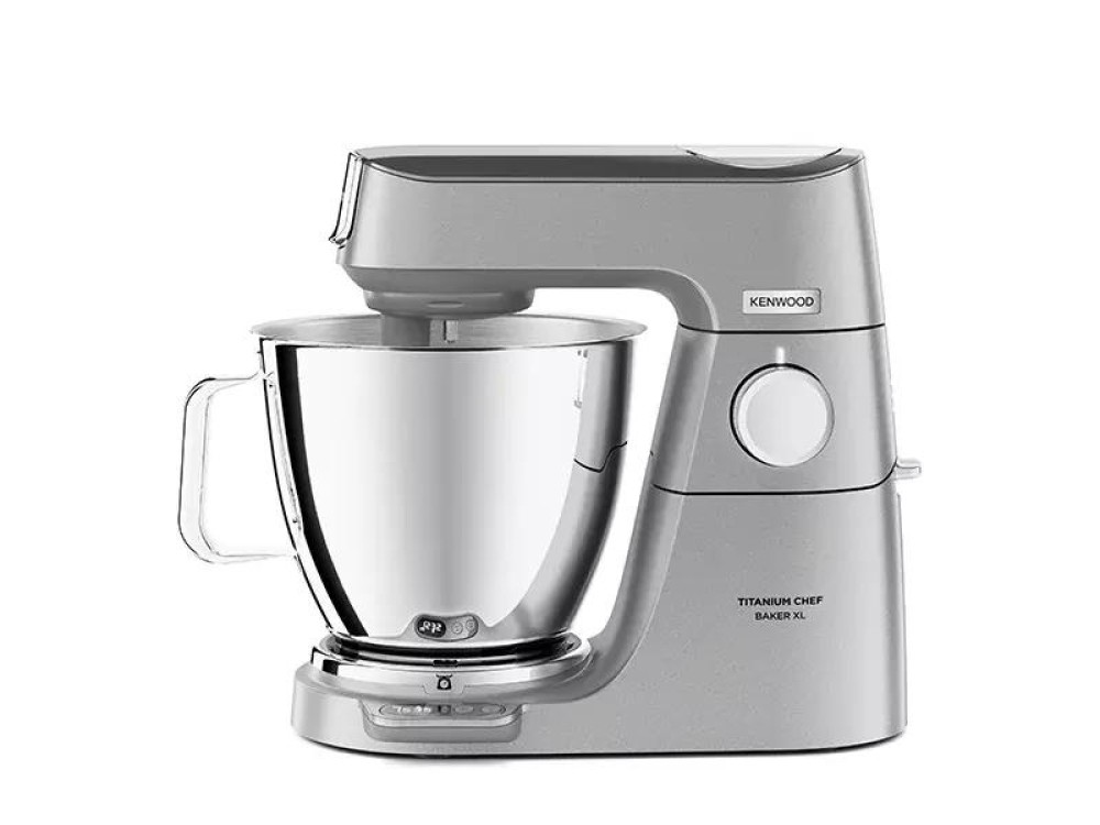 Kenwood KVL85.004SI Titanium Chef Baker XL Küchenmaschine 1200W in Silber mit 7-Liter-Edelstahlschüssel, Frontansicht