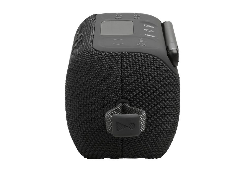 Detailansicht der rechten Seite des JBL Tuner 3 mit der integrierten, stabilen Trageschlaufe für einfachen Transport.
