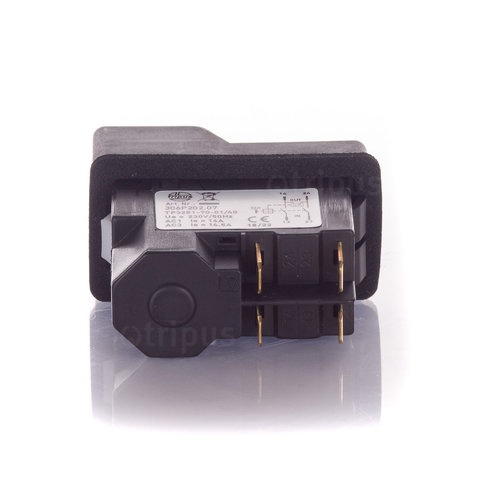 Rückansicht des Nullspannungsschalters, Gehäuse mit IP65-Schutzart für staub- und spritzwassergeschützte Montage.