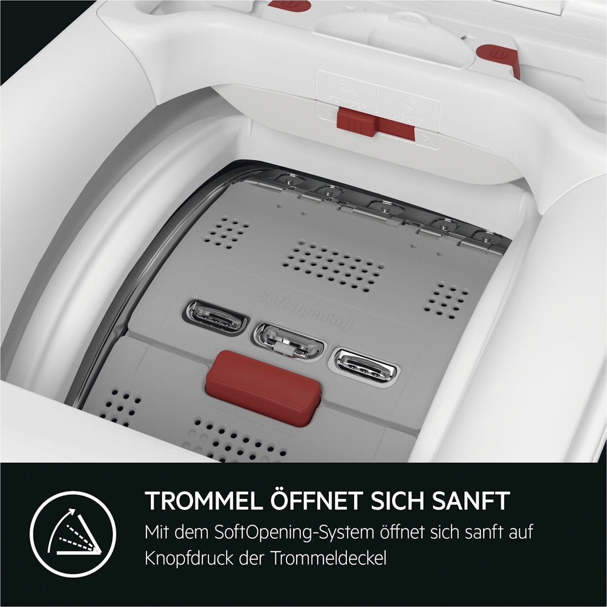 Innenansicht der Wäschetrommel mit SoftOpening-Funktion