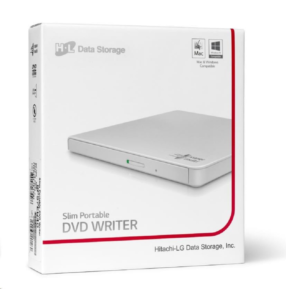 Hitachi-LG externes optisches Laufwerk – Vorderseite der Produktverpackung.