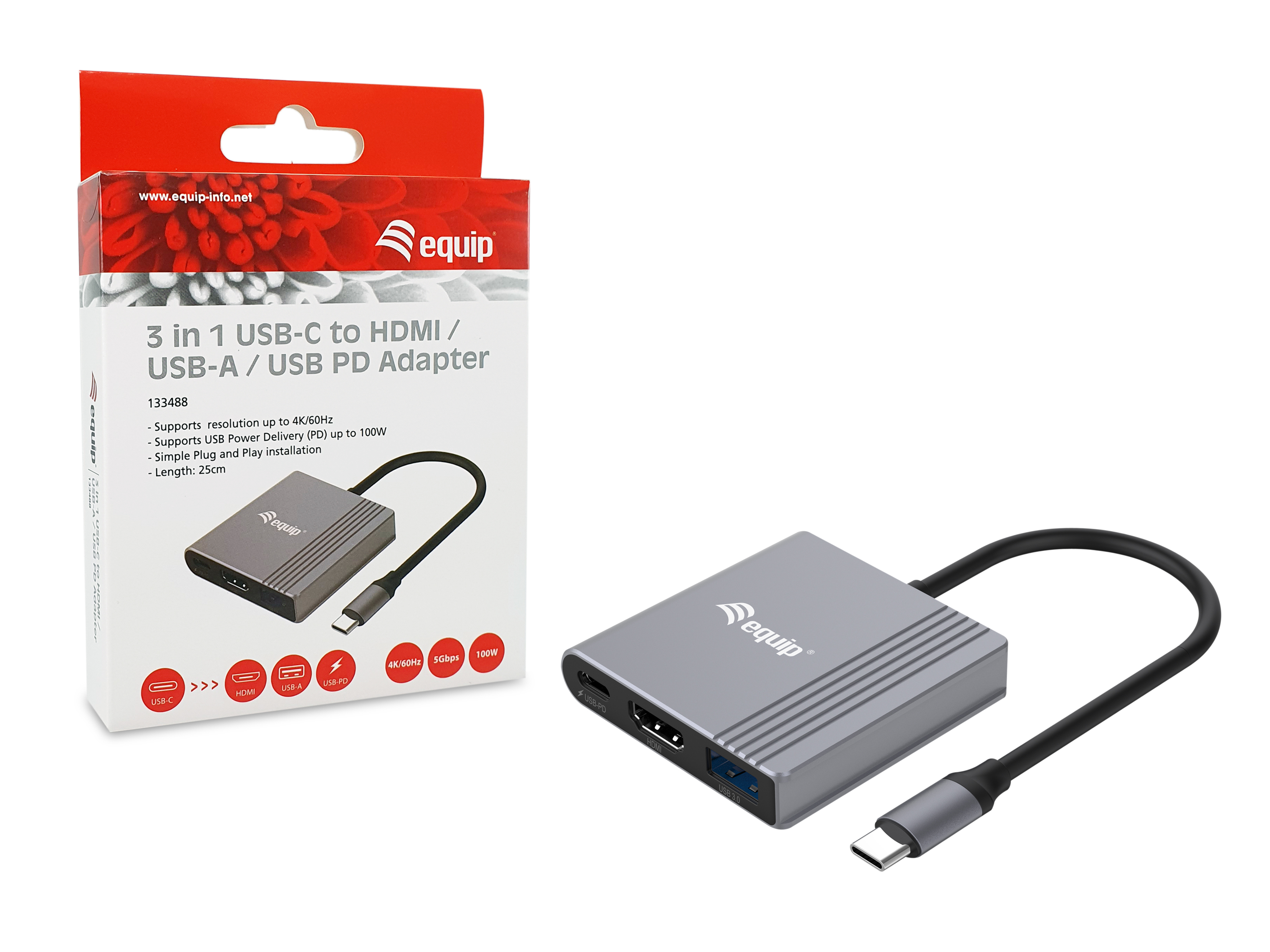 Equip 3-in-1-USB-C-zu-HDMI-USB-A-USB-PD-Adapter
