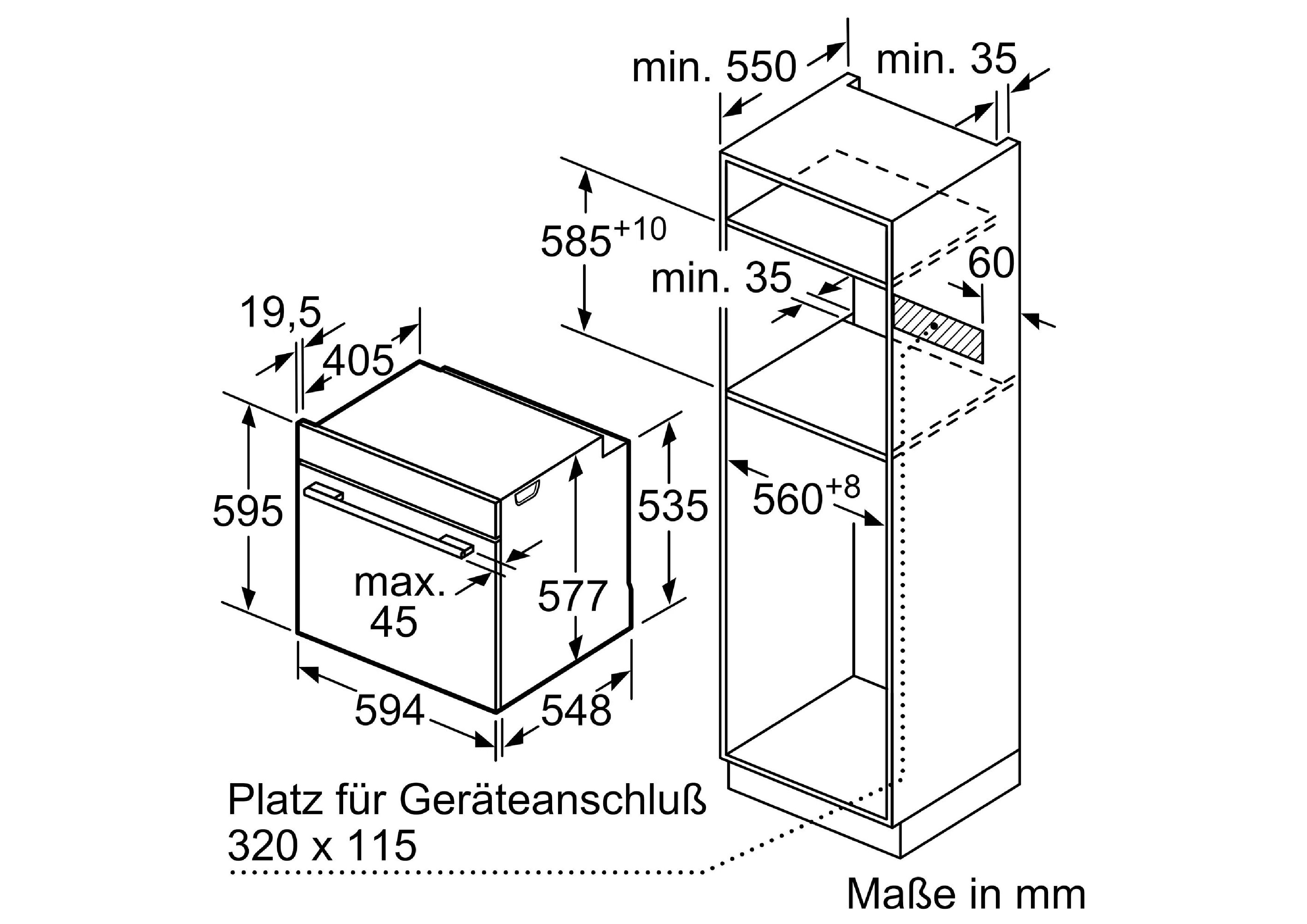 Technical installation drawing for high cabinet mounting including ventilation notes