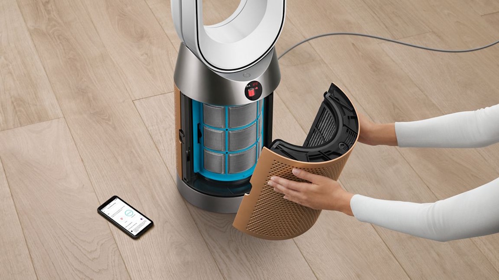 Dyson Purifier Cool PC2 De-NOx TP12 Turmventilator & Luftreiniger | HEPA H13 Filtration | K-Kohlefilter gegen NO2 | MyDyson App | Weiß/Gold