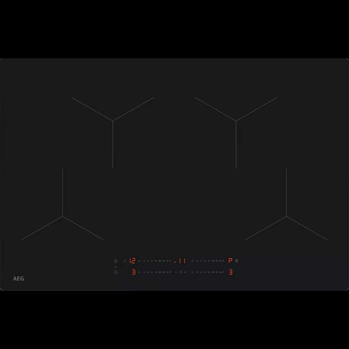 AEG 80 cm 5000 Series induction hob in matte black SaphirMatt finish.