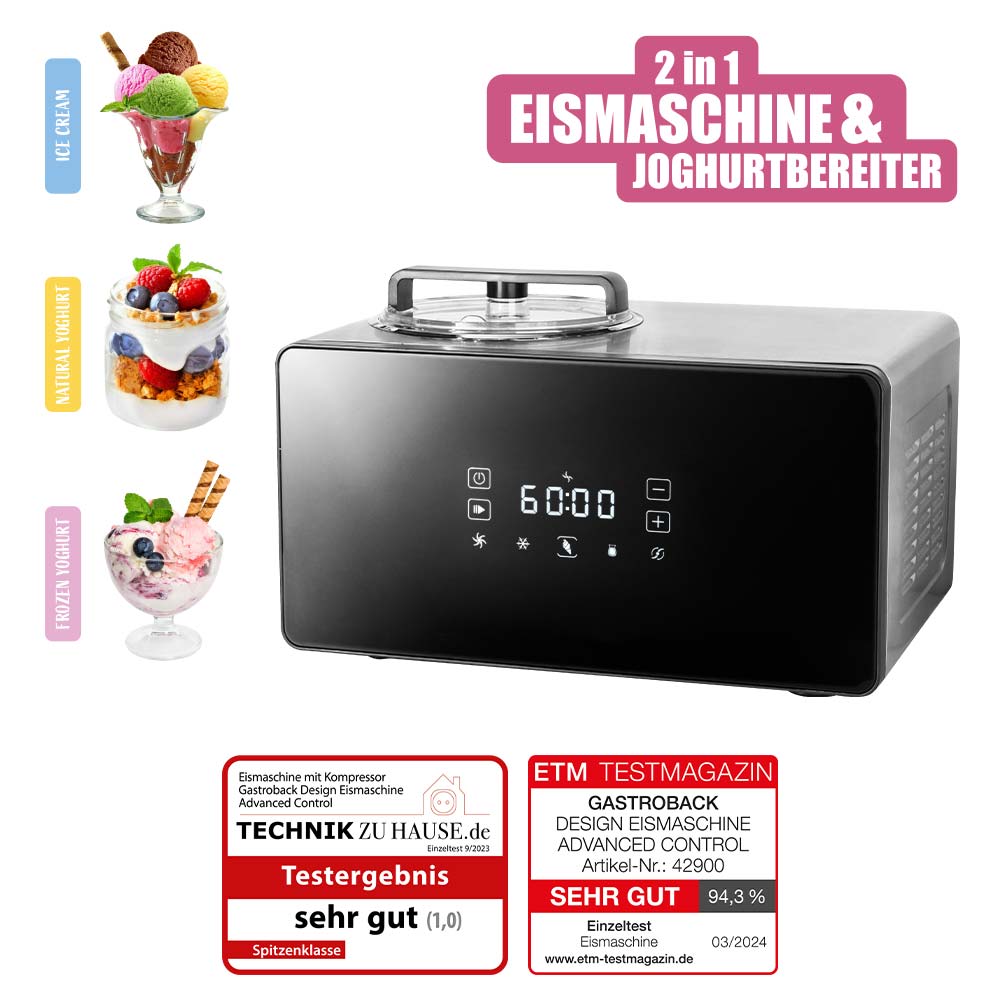 Gastroback 42900 – Edelstahl‑Eismaschine mit Touchbedienung Gastroback 42900 Design Advanced Control Eismaschine in Edelstahl mit XL‑Touchpanel