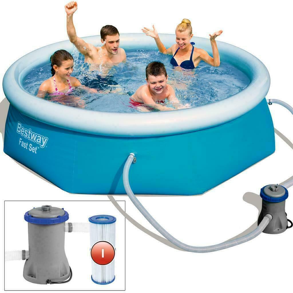Bestway-pol1MEKGFsBcVbyL Fast Set - Pool-Set, rund, mit Filterpumpe 366 x 76 cm