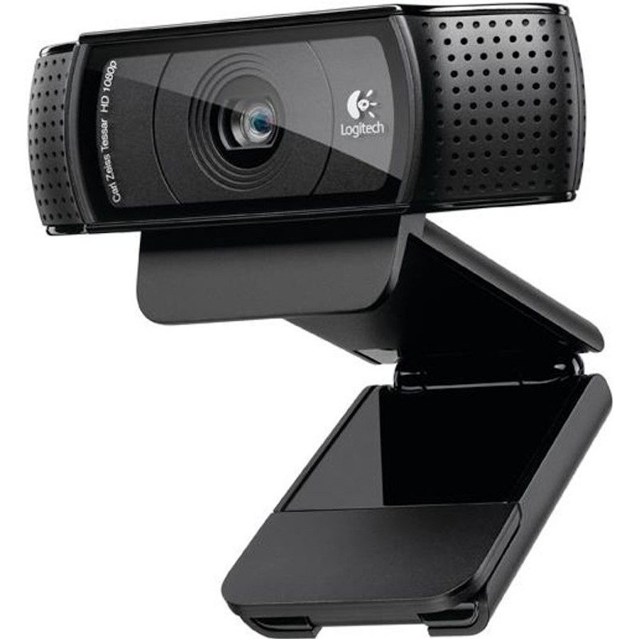 Logitech C920 HD Pro Webcam front view in black.