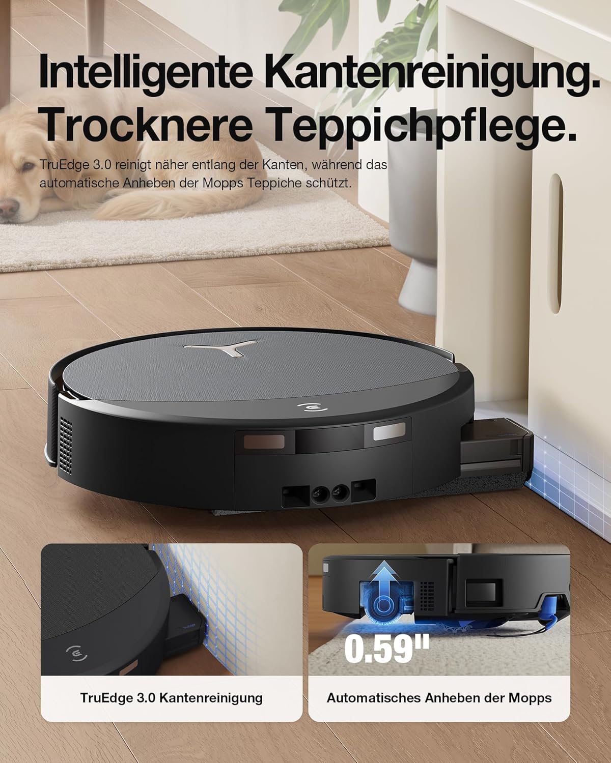 Ecovacs OZMO ROLLER 3.0 Wischsystem und TruEdge 3D Kantenreinigung