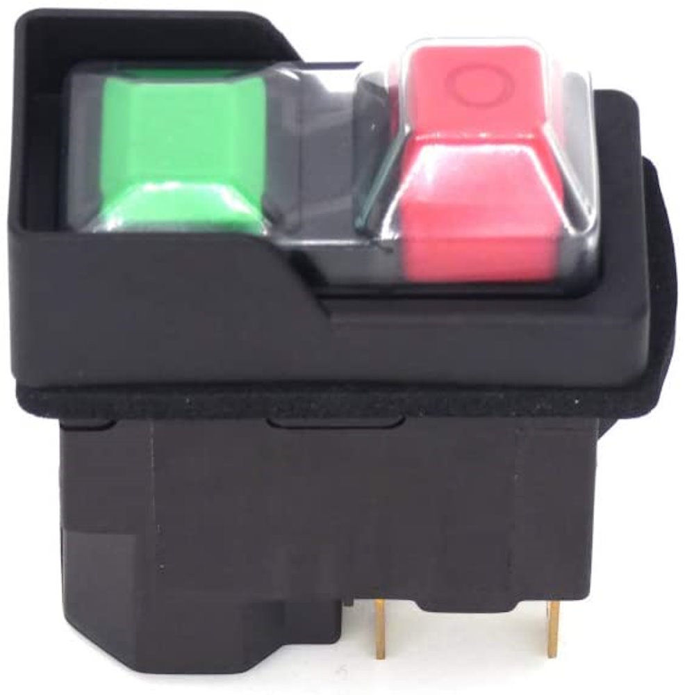 Seitenansicht des TP3251-70 Maschinenschalters mit detaillierter Darstellung der 6,3mm Flachsteckanschlüsse.