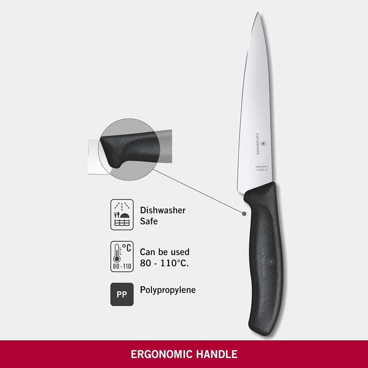 Perfekte Schnittführung dank scharfer Klinge Victorinox Swiss Classic Kochmesser 15 cm, scharfe Edelstahlklinge