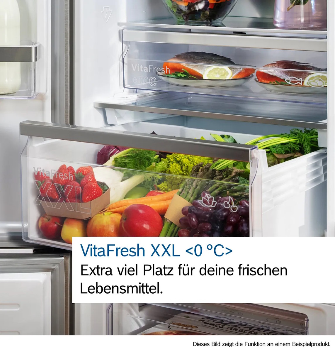 BOSCH VitaFresh XXL  Extra viel Platz für deine frischen Lebensmittel. BOSCH VitaFresh XXL  Extra viel Platz für deine frischen Lebensmittel.
