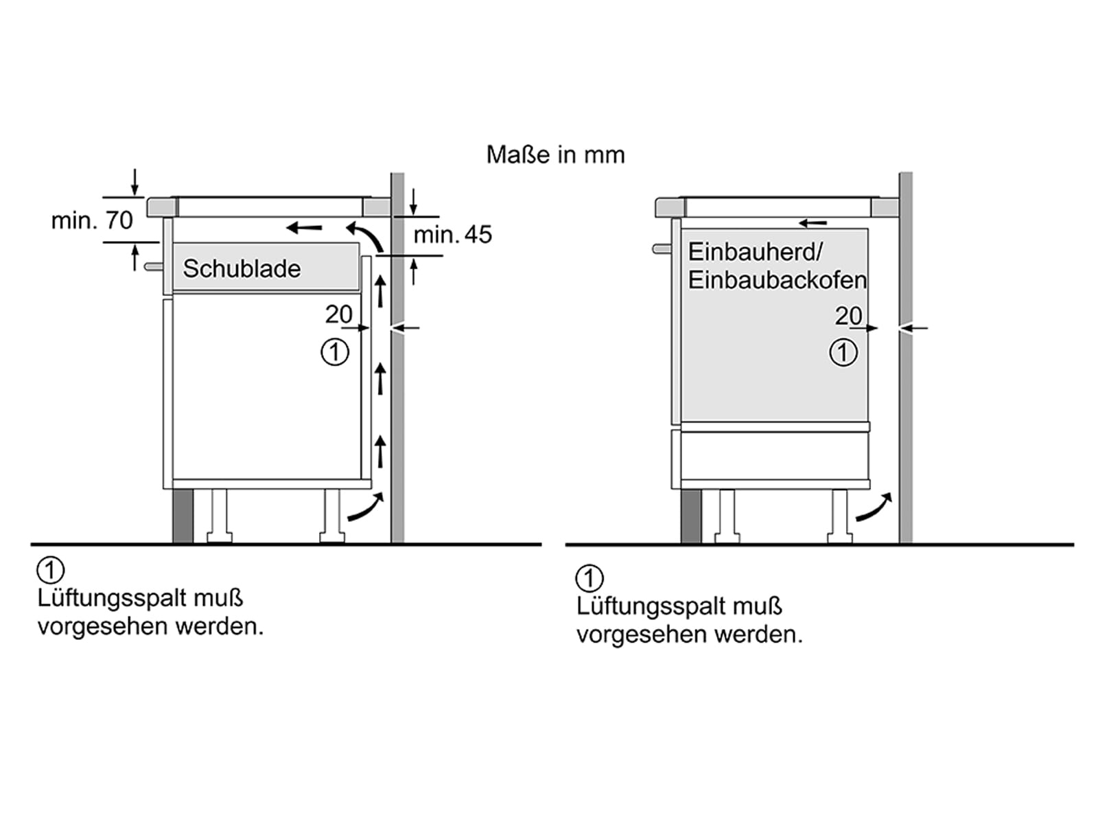 Neff T69PTX4L0 Induktionskochfeld Einbauskizze mit Einbaumaßen