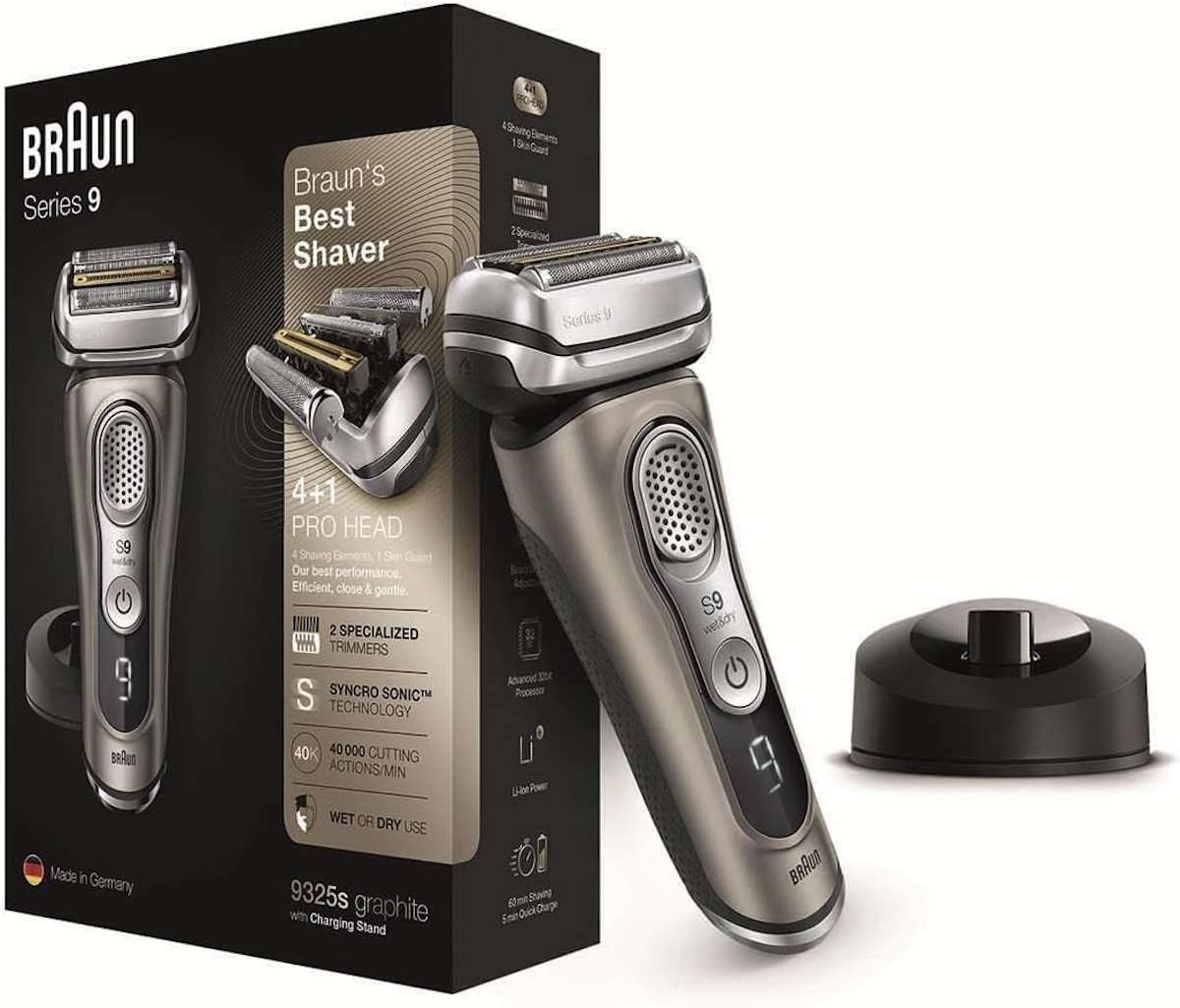 Originalverpackung des Braun Series 9 9325s mit Features-Übersicht.
