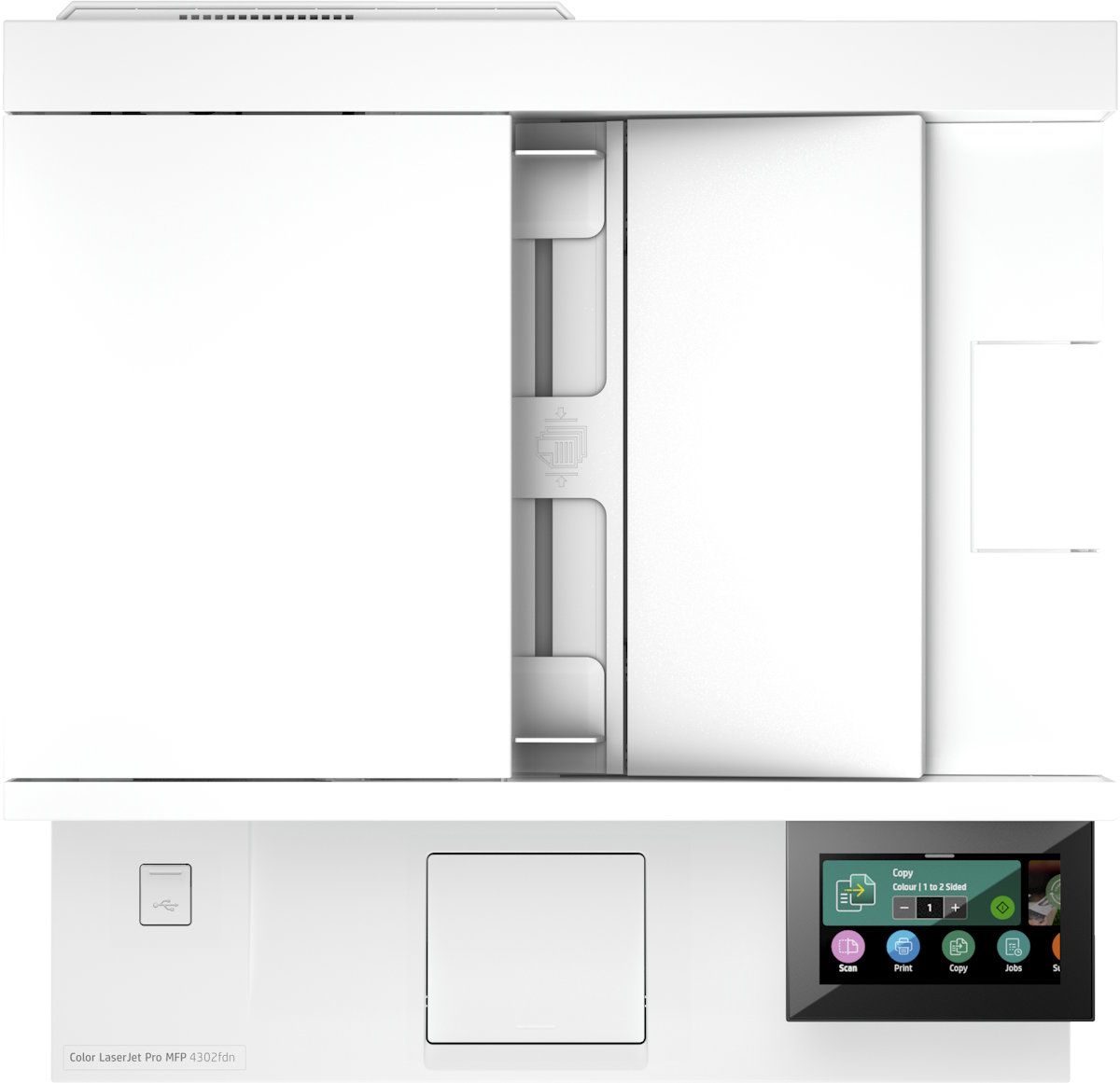 HP Color LaserJet Pro 4302 – Ausgabefach und Druckergebnis