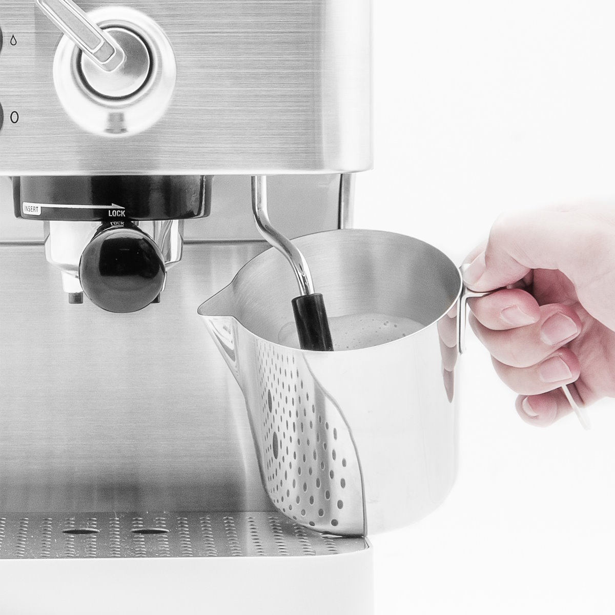 Verschiedene Kaffeevariationen Gastroback 42606 Siebträgermaschine, Milchschaumdüse für Cappuccino und Latte Macchiato