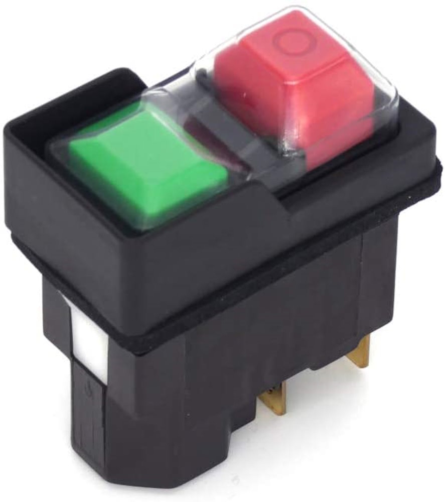 Tripus TP3251-70 Nullspannungsschalter, Frontansicht mit rotem AUS- und grünem EIN-Taster.