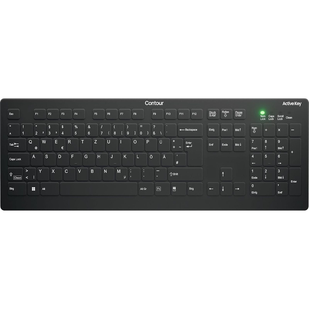 Contour Design Active Key Contour QuickClean Medizinische Tastatur IP68 Full-Size Kabellos Schwarz DE C8112