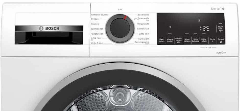 Bosch Serie 6 Wäschetrockner WQG241000 - Großes LED Display: einfache Bedienung und weitere verfügbare Funktionen.