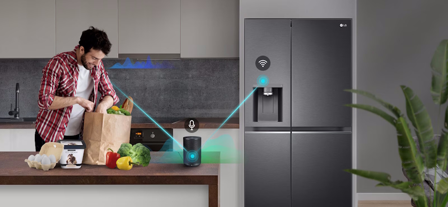 LG GSGV81EPLL ThinQ App und Sprachsteuerung via Alexa und Google Assistant – WLAN-vernetzter Side-by-Side-Kühlschrank