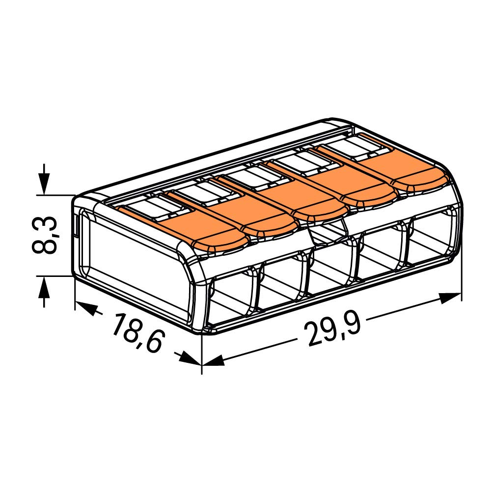 WAGO 221-415 COMPACT - 5 conductor connection terminal - 0.14-4 mm² - dimensions