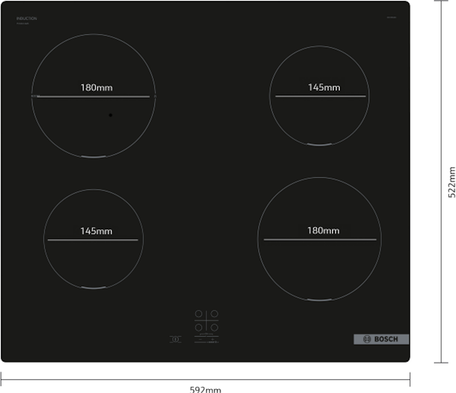 Bosch cooktop technical dimensions and installation measurements