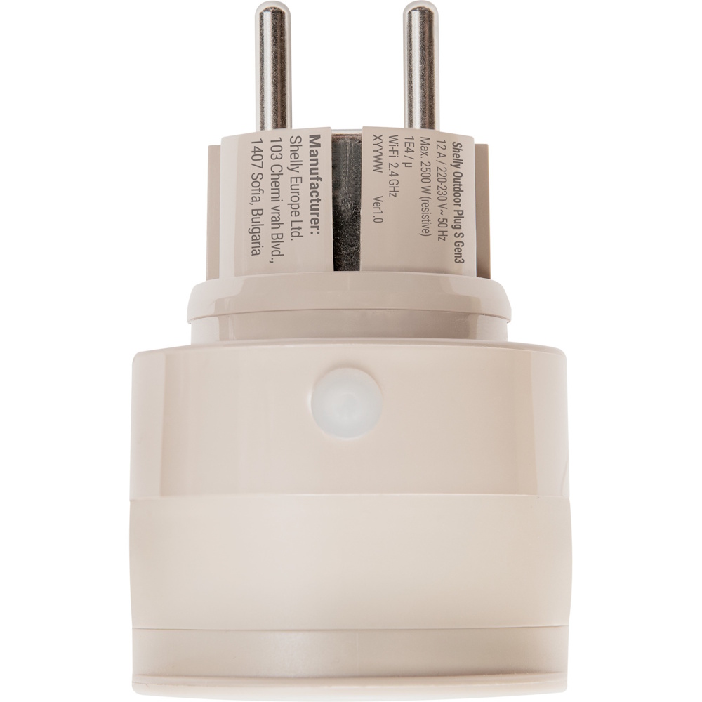 Shelly Outdoor Plug S Gen3 Smart-Steckdose | Matter-zertifiziert | IP44 wetterfest | Energiemessung | WLAN-Repeater & BLE-Gateway | Mokka