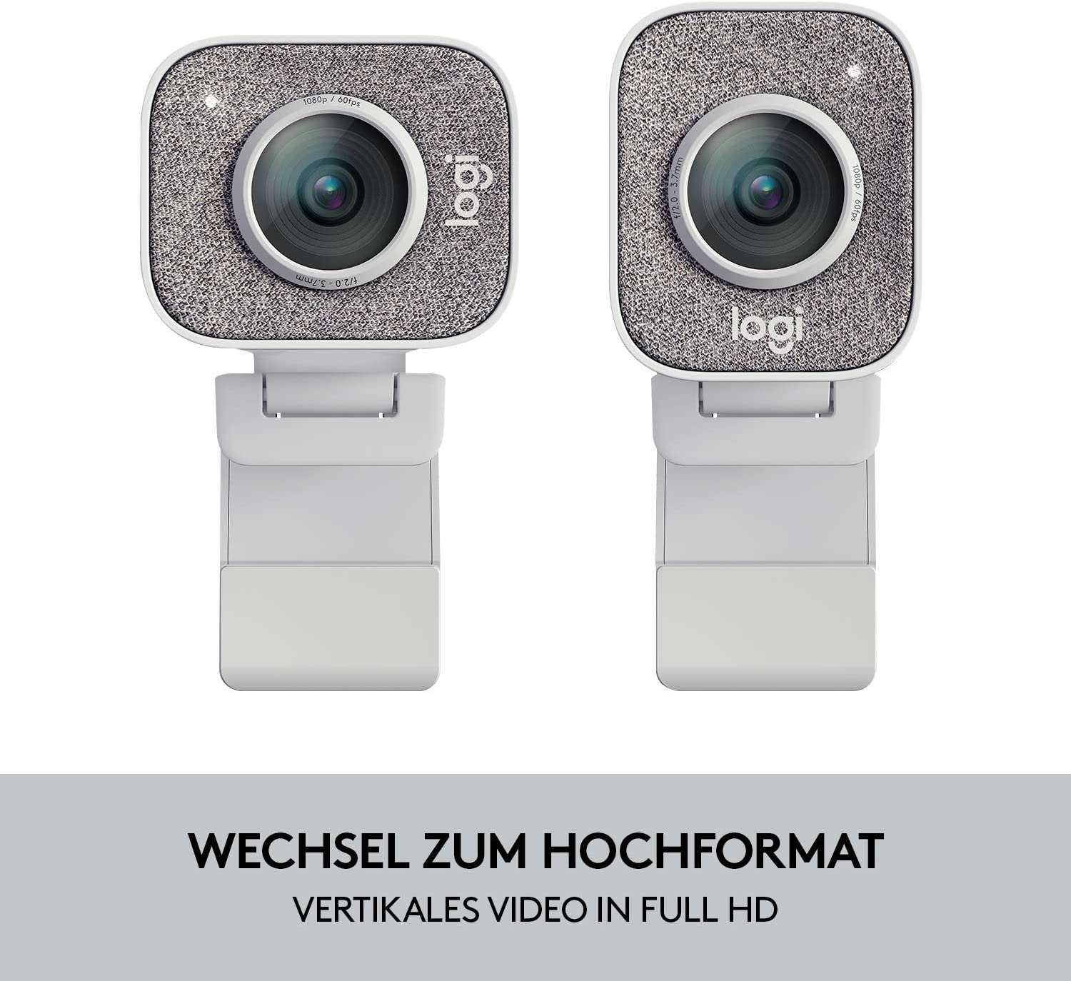 StreamCam mit flexibler Ausrichtung für Portrait- oder Landschaftsformat Logitech StreamCam im Hoch- und Querformat