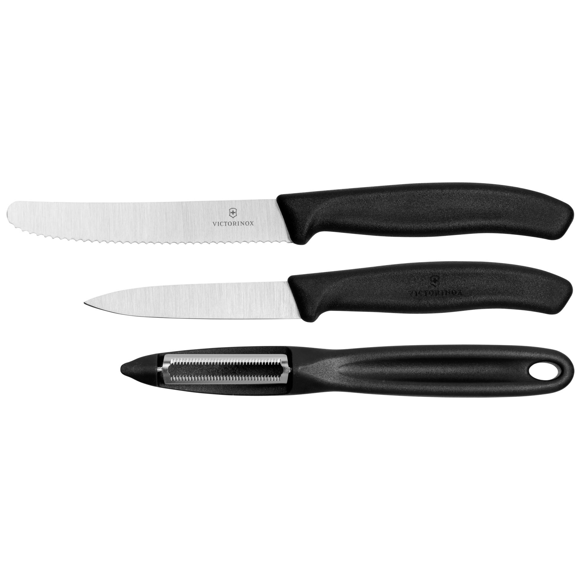 ictorinox Messer-Set in Nahaufnahme, alle drei Teile nebeneinander