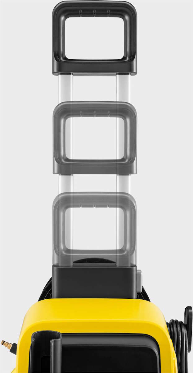 Ausziehbarer Aluminium-Teleskopgriff an der Oberseite des Kärcher K 7 Hochdruckreinigers für einfachen, ergonomischen Transport.