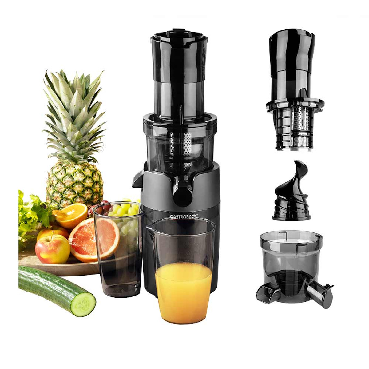 GASTROBACK 40146 Slow Juicer Vita Fresh, perfekt für Smoothies & Säfte, Schwarz