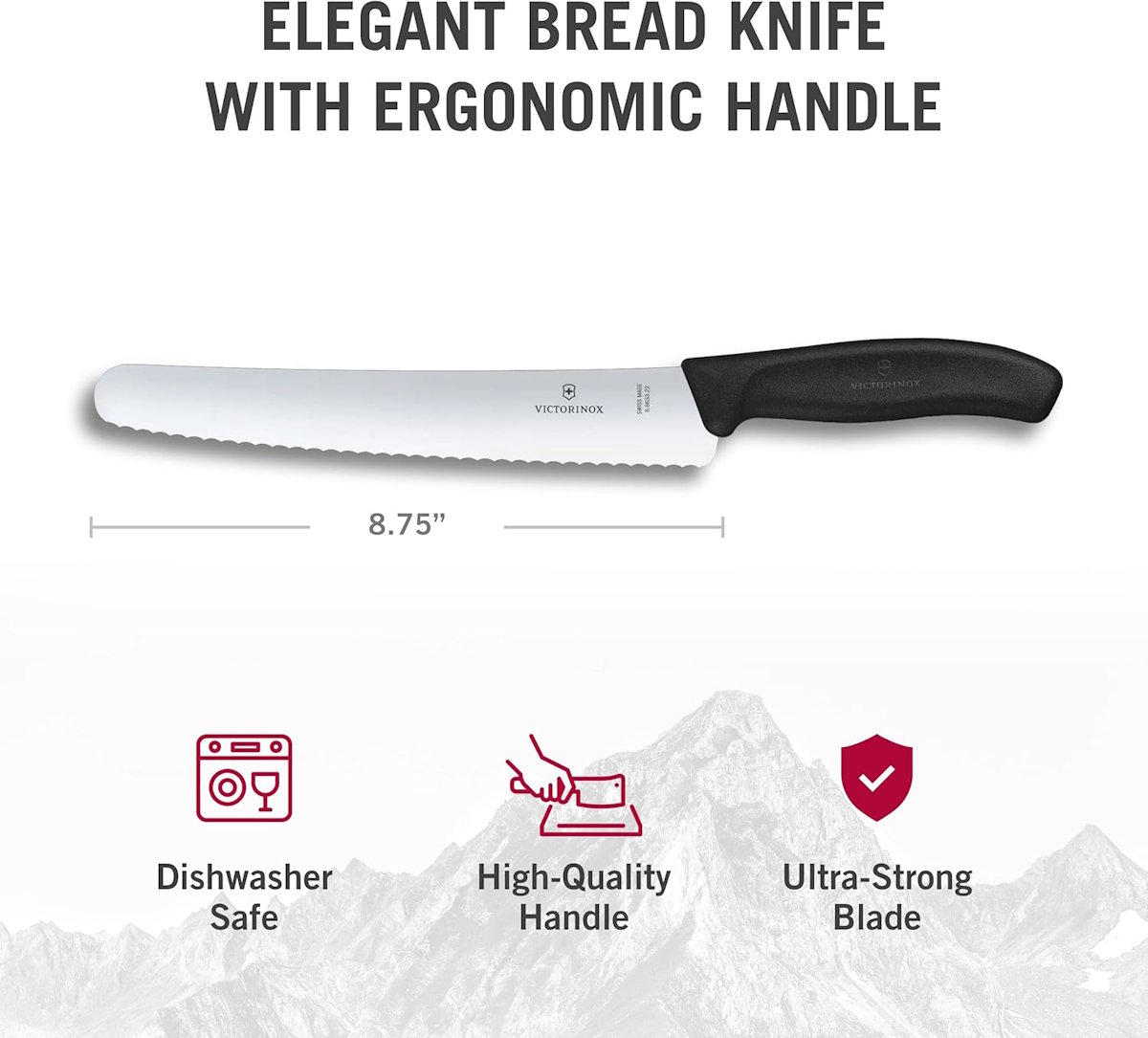 Victorinox Brotmesser Abmessungen Abmessungen des Victorinox Brot- und Konditormessers mit einer Gesamtlänge von 379 mm