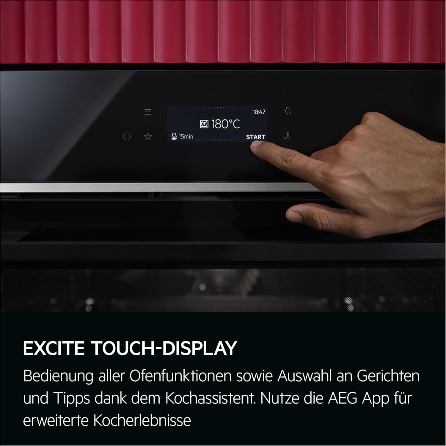 Close-up of the AEG EXCite touch display during manual operation