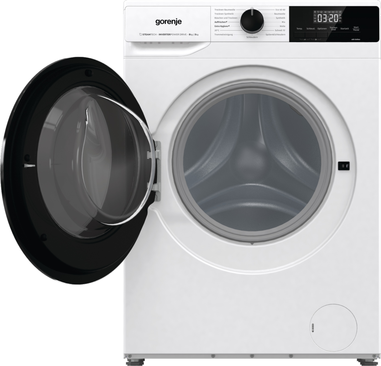 Gorenje Waschtrockner Frontansicht Weißer Gorenje Waschtrockner WD2A854ADPS mit geöffneter Frontlader-Tür