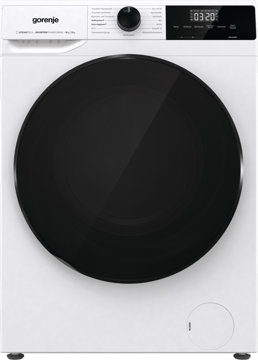 Gorenje Kombigerät WD2A854ADPS: Waschmaschine und Trockner in einem Gorenje WD2A854ADPS Waschtrockner weiß, 8 kg Waschen, 5 kg Trocknen